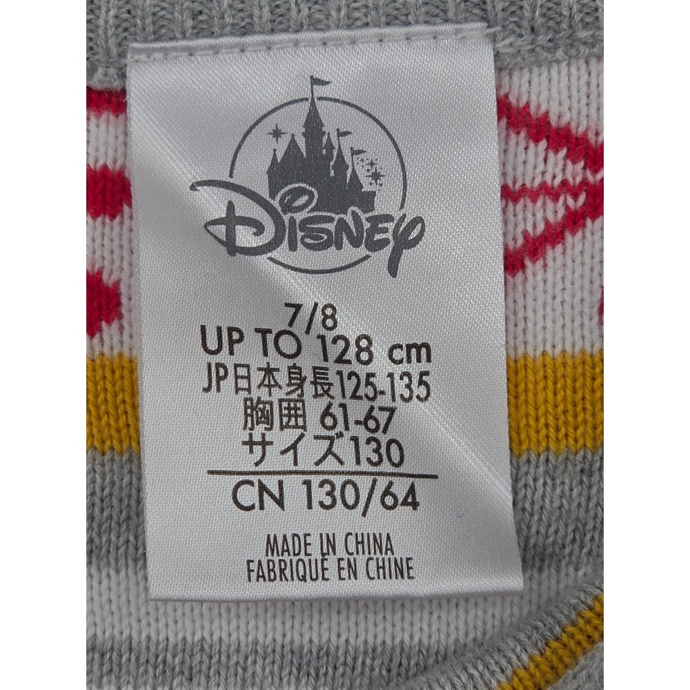 Disney Mickey Mouse Kids Holiday Fair Isle Sweater Santa Hat Size 7/8 Preppy - Picture 4 of 5